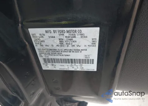 2007 Ford F-150 Lariat/Xlt из США, поврежденный, VIN 1FTPW12VX7KA72981